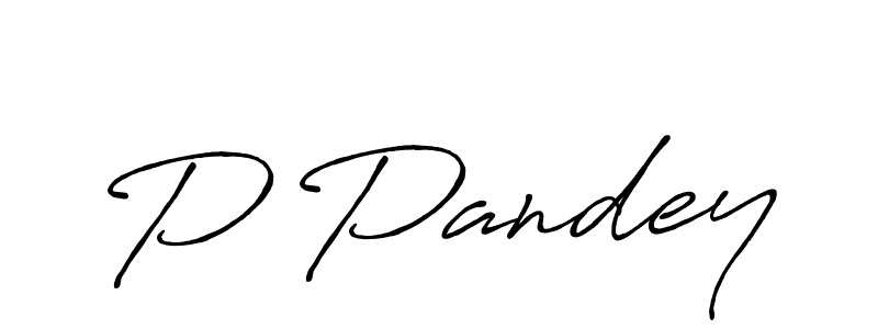 Create a beautiful signature design for name P Pandey. With this signature (Antro_Vectra_Bolder) fonts, you can make a handwritten signature for free. P Pandey signature style 7 images and pictures png