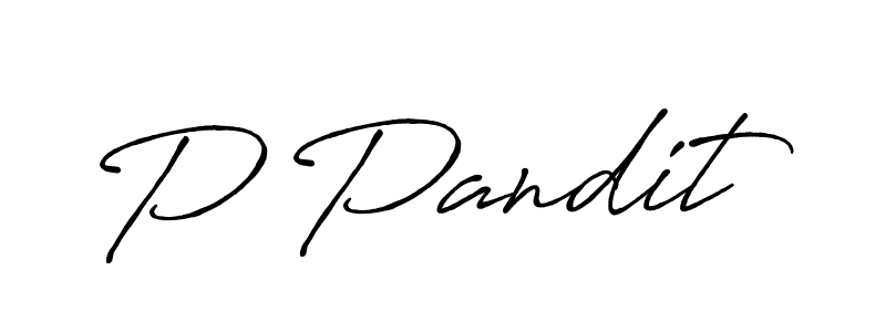 Create a beautiful signature design for name P Pandit. With this signature (Antro_Vectra_Bolder) fonts, you can make a handwritten signature for free. P Pandit signature style 7 images and pictures png