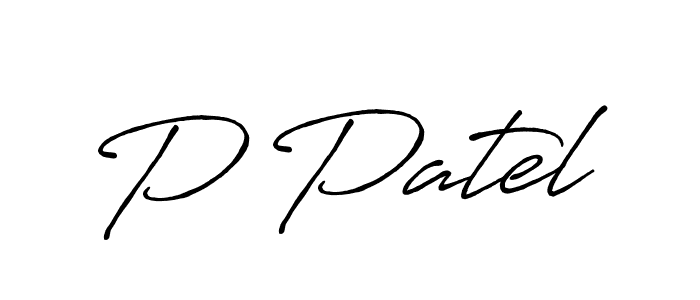 How to make P Patel name signature. Use Antro_Vectra_Bolder style for creating short signs online. This is the latest handwritten sign. P Patel signature style 7 images and pictures png