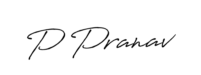 Create a beautiful signature design for name P Pranav. With this signature (Antro_Vectra_Bolder) fonts, you can make a handwritten signature for free. P Pranav signature style 7 images and pictures png