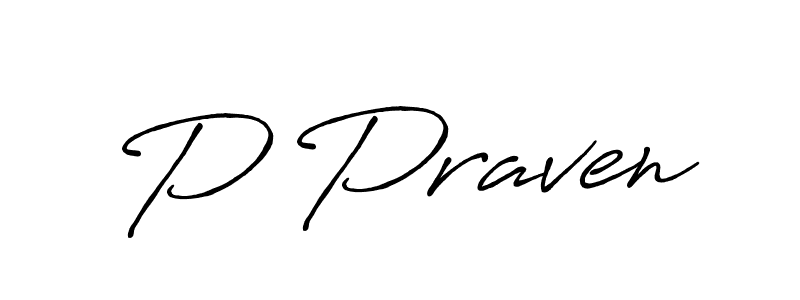 P Praven stylish signature style. Best Handwritten Sign (Antro_Vectra_Bolder) for my name. Handwritten Signature Collection Ideas for my name P Praven. P Praven signature style 7 images and pictures png