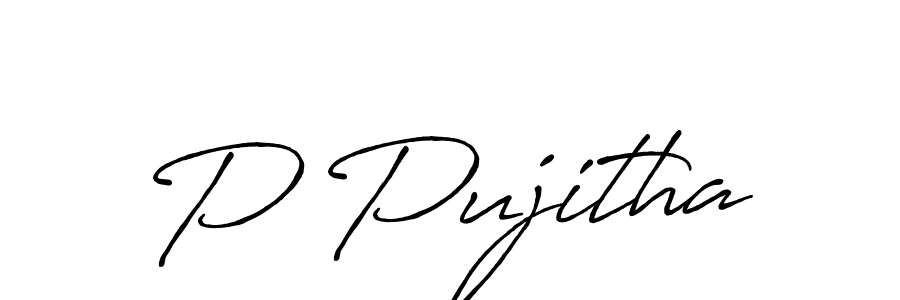 How to make P Pujitha signature? Antro_Vectra_Bolder is a professional autograph style. Create handwritten signature for P Pujitha name. P Pujitha signature style 7 images and pictures png