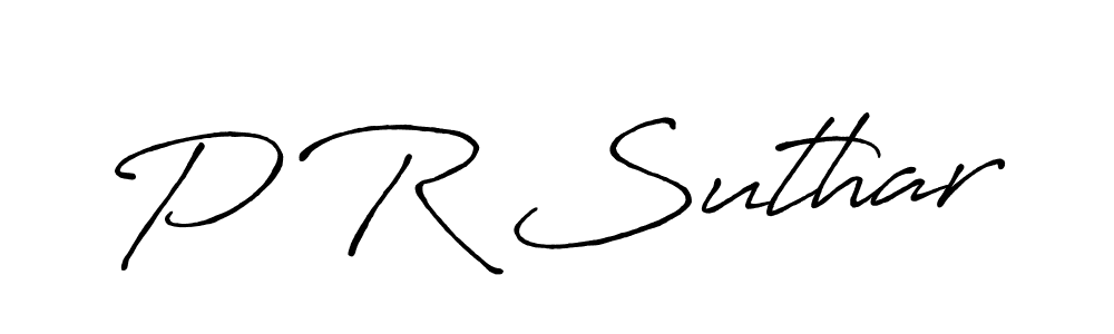 Make a beautiful signature design for name P R Suthar. With this signature (Antro_Vectra_Bolder) style, you can create a handwritten signature for free. P R Suthar signature style 7 images and pictures png