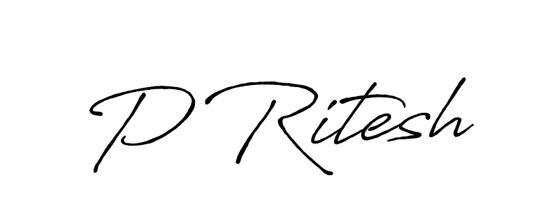 Create a beautiful signature design for name P Ritesh. With this signature (Antro_Vectra_Bolder) fonts, you can make a handwritten signature for free. P Ritesh signature style 7 images and pictures png