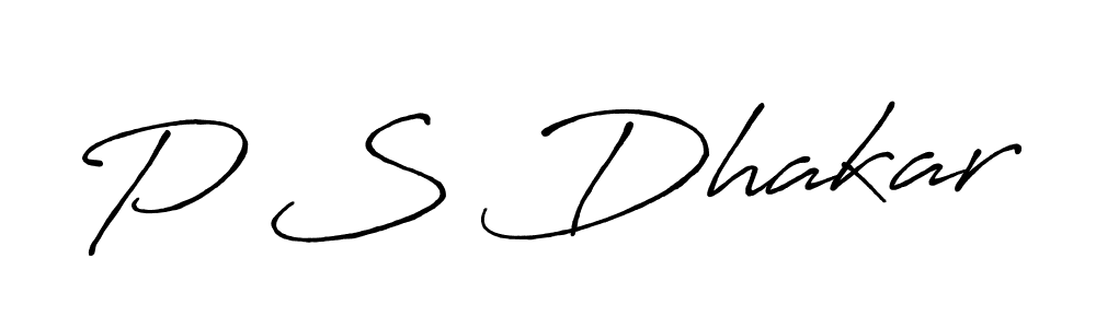 Make a beautiful signature design for name P S Dhakar. With this signature (Antro_Vectra_Bolder) style, you can create a handwritten signature for free. P S Dhakar signature style 7 images and pictures png