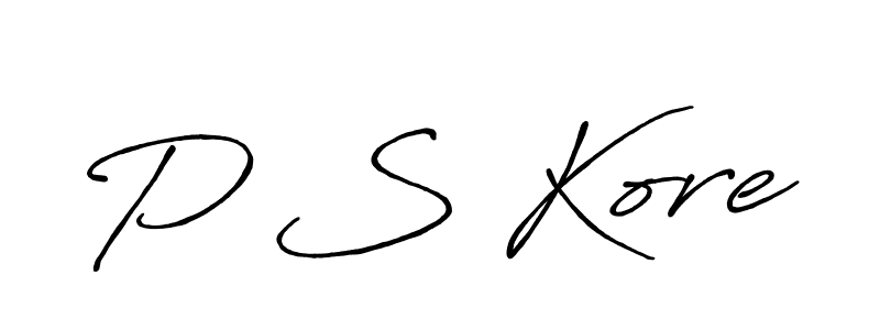 The best way (Antro_Vectra_Bolder) to make a short signature is to pick only two or three words in your name. The name P S Kore include a total of six letters. For converting this name. P S Kore signature style 7 images and pictures png