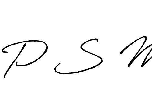 Create a beautiful signature design for name P S M. With this signature (Antro_Vectra_Bolder) fonts, you can make a handwritten signature for free. P S M signature style 7 images and pictures png