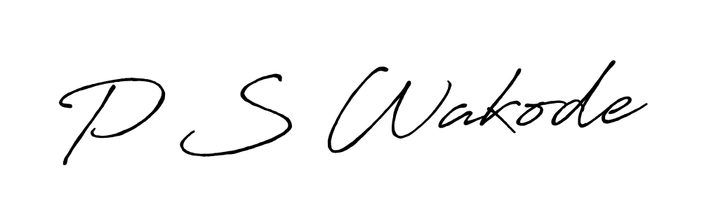 Also You can easily find your signature by using the search form. We will create P S Wakode name handwritten signature images for you free of cost using Antro_Vectra_Bolder sign style. P S Wakode signature style 7 images and pictures png