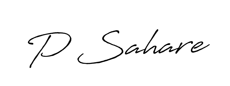 Use a signature maker to create a handwritten signature online. With this signature software, you can design (Antro_Vectra_Bolder) your own signature for name P Sahare. P Sahare signature style 7 images and pictures png