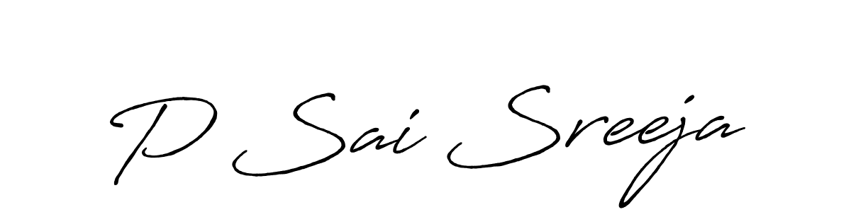 The best way (Antro_Vectra_Bolder) to make a short signature is to pick only two or three words in your name. The name P Sai Sreeja include a total of six letters. For converting this name. P Sai Sreeja signature style 7 images and pictures png