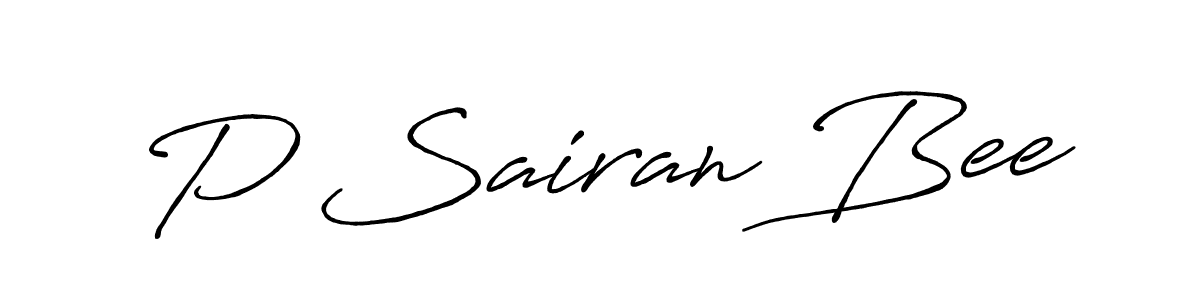 How to make P Sairan Bee name signature. Use Antro_Vectra_Bolder style for creating short signs online. This is the latest handwritten sign. P Sairan Bee signature style 7 images and pictures png