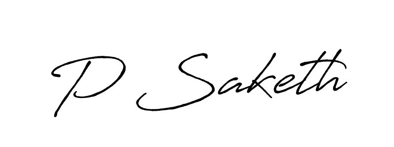 P Saketh stylish signature style. Best Handwritten Sign (Antro_Vectra_Bolder) for my name. Handwritten Signature Collection Ideas for my name P Saketh. P Saketh signature style 7 images and pictures png