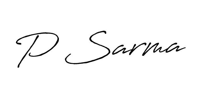 Make a beautiful signature design for name P Sarma. With this signature (Antro_Vectra_Bolder) style, you can create a handwritten signature for free. P Sarma signature style 7 images and pictures png