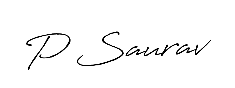 P Saurav stylish signature style. Best Handwritten Sign (Antro_Vectra_Bolder) for my name. Handwritten Signature Collection Ideas for my name P Saurav. P Saurav signature style 7 images and pictures png