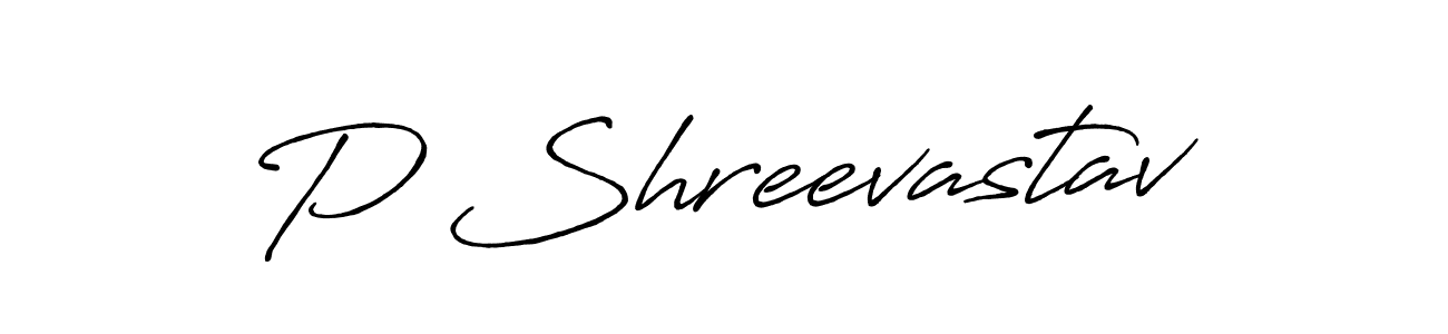 How to make P Shreevastav name signature. Use Antro_Vectra_Bolder style for creating short signs online. This is the latest handwritten sign. P Shreevastav signature style 7 images and pictures png