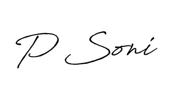 Design your own signature with our free online signature maker. With this signature software, you can create a handwritten (Antro_Vectra_Bolder) signature for name P Soni. P Soni signature style 7 images and pictures png