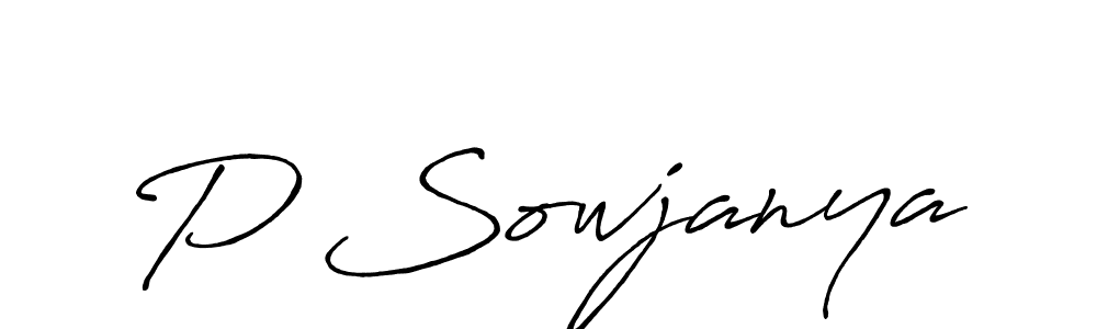 if you are searching for the best signature style for your name P Sowjanya. so please give up your signature search. here we have designed multiple signature styles  using Antro_Vectra_Bolder. P Sowjanya signature style 7 images and pictures png