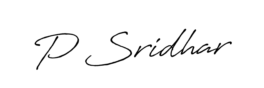 Create a beautiful signature design for name P Sridhar. With this signature (Antro_Vectra_Bolder) fonts, you can make a handwritten signature for free. P Sridhar signature style 7 images and pictures png