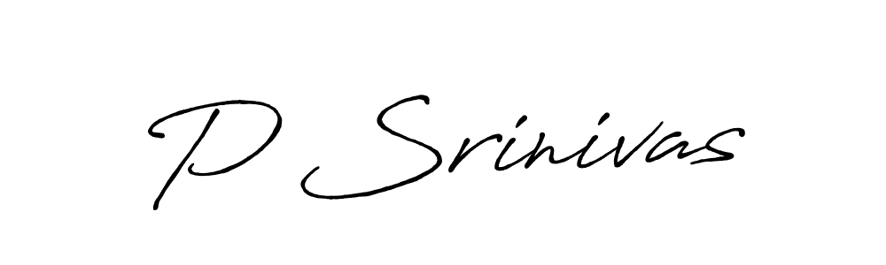 Make a beautiful signature design for name P Srinivas. With this signature (Antro_Vectra_Bolder) style, you can create a handwritten signature for free. P Srinivas signature style 7 images and pictures png