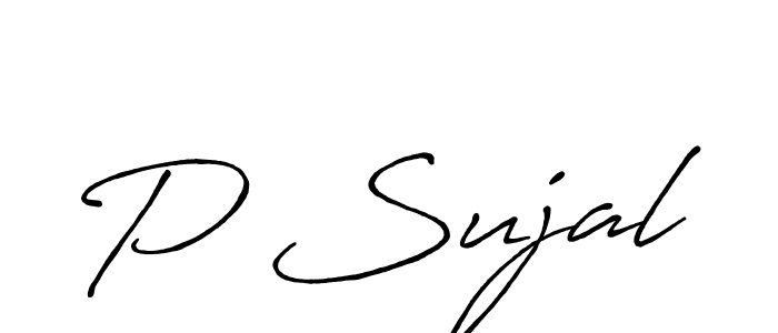 Create a beautiful signature design for name P Sujal. With this signature (Antro_Vectra_Bolder) fonts, you can make a handwritten signature for free. P Sujal signature style 7 images and pictures png