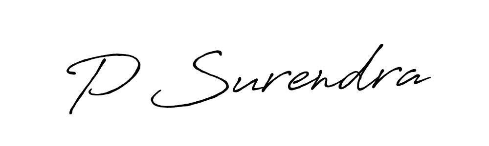 Make a beautiful signature design for name P Surendra. With this signature (Antro_Vectra_Bolder) style, you can create a handwritten signature for free. P Surendra signature style 7 images and pictures png