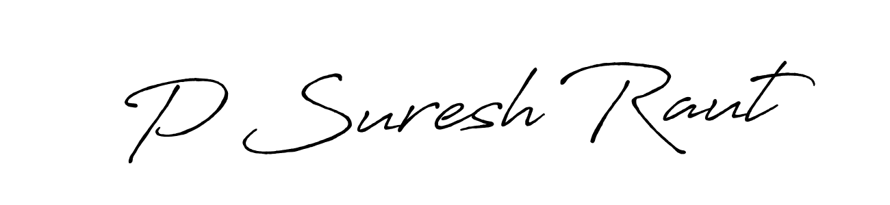 Use a signature maker to create a handwritten signature online. With this signature software, you can design (Antro_Vectra_Bolder) your own signature for name P Suresh Raut. P Suresh Raut signature style 7 images and pictures png