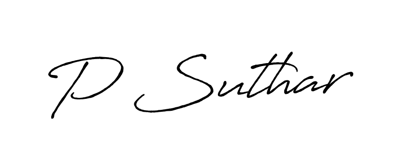 Make a beautiful signature design for name P Suthar. With this signature (Antro_Vectra_Bolder) style, you can create a handwritten signature for free. P Suthar signature style 7 images and pictures png