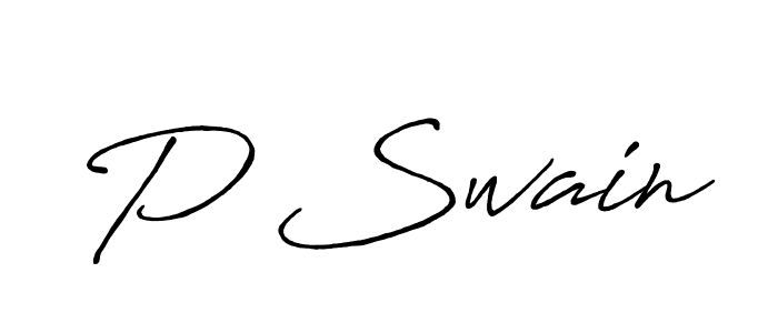 Make a beautiful signature design for name P Swain. With this signature (Antro_Vectra_Bolder) style, you can create a handwritten signature for free. P Swain signature style 7 images and pictures png