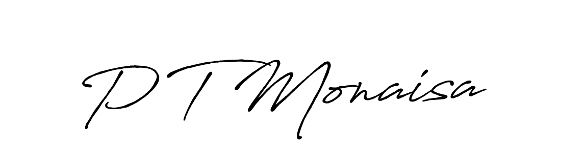 The best way (Antro_Vectra_Bolder) to make a short signature is to pick only two or three words in your name. The name P T Monaisa include a total of six letters. For converting this name. P T Monaisa signature style 7 images and pictures png