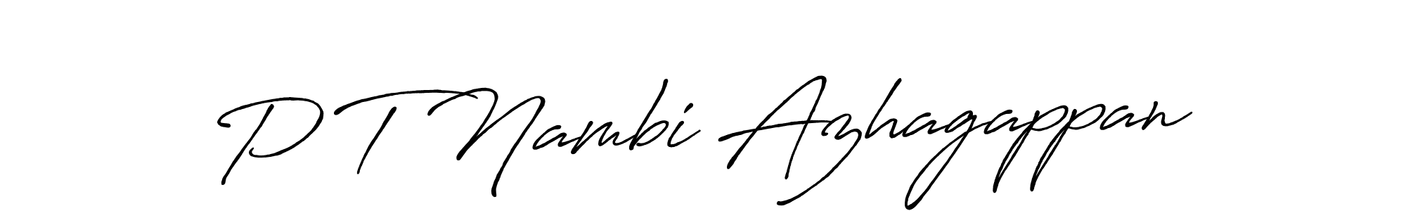 Similarly Antro_Vectra_Bolder is the best handwritten signature design. Signature creator online .You can use it as an online autograph creator for name P T Nambi Azhagappan. P T Nambi Azhagappan signature style 7 images and pictures png