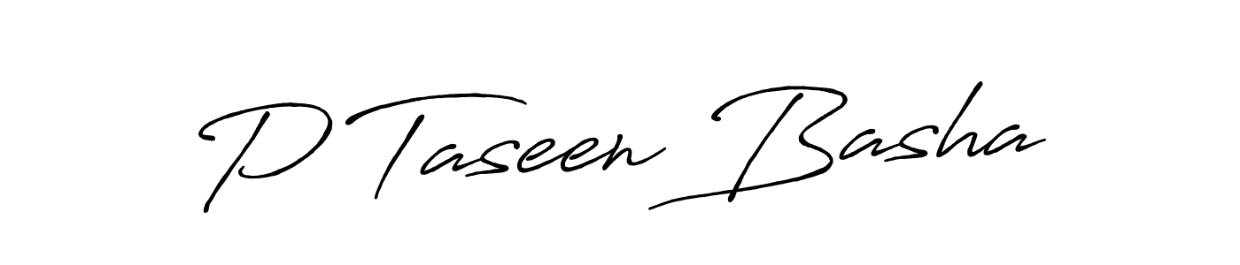 The best way (Antro_Vectra_Bolder) to make a short signature is to pick only two or three words in your name. The name P Taseen Basha include a total of six letters. For converting this name. P Taseen Basha signature style 7 images and pictures png