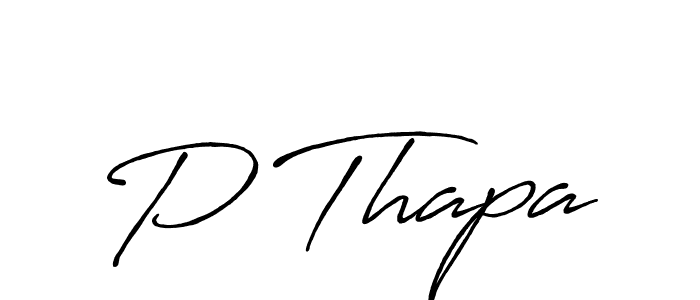 How to make P Thapa name signature. Use Antro_Vectra_Bolder style for creating short signs online. This is the latest handwritten sign. P Thapa signature style 7 images and pictures png