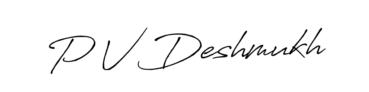 Create a beautiful signature design for name P V Deshmukh. With this signature (Antro_Vectra_Bolder) fonts, you can make a handwritten signature for free. P V Deshmukh signature style 7 images and pictures png
