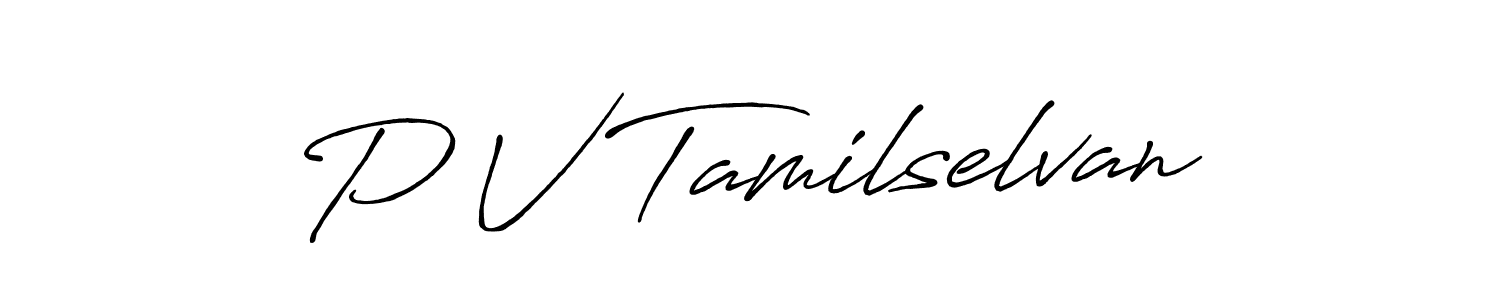 Create a beautiful signature design for name P V Tamilselvan. With this signature (Antro_Vectra_Bolder) fonts, you can make a handwritten signature for free. P V Tamilselvan signature style 7 images and pictures png