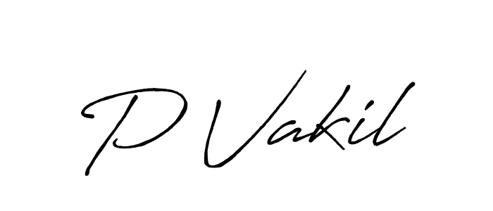 How to make P Vakil name signature. Use Antro_Vectra_Bolder style for creating short signs online. This is the latest handwritten sign. P Vakil signature style 7 images and pictures png