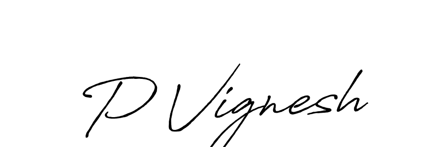 P Vignesh stylish signature style. Best Handwritten Sign (Antro_Vectra_Bolder) for my name. Handwritten Signature Collection Ideas for my name P Vignesh. P Vignesh signature style 7 images and pictures png