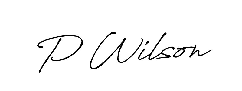 Create a beautiful signature design for name P Wilson. With this signature (Antro_Vectra_Bolder) fonts, you can make a handwritten signature for free. P Wilson signature style 7 images and pictures png