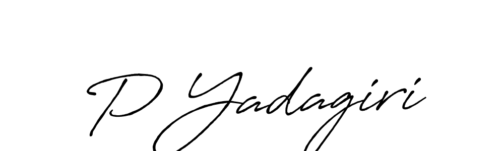 Make a beautiful signature design for name P Yadagiri. With this signature (Antro_Vectra_Bolder) style, you can create a handwritten signature for free. P Yadagiri signature style 7 images and pictures png