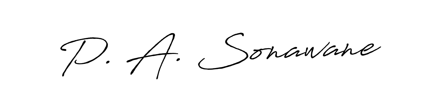 The best way (Antro_Vectra_Bolder) to make a short signature is to pick only two or three words in your name. The name P. A. Sonawane include a total of six letters. For converting this name. P. A. Sonawane signature style 7 images and pictures png