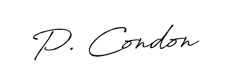 The best way (Antro_Vectra_Bolder) to make a short signature is to pick only two or three words in your name. The name P. Condon include a total of six letters. For converting this name. P. Condon signature style 7 images and pictures png