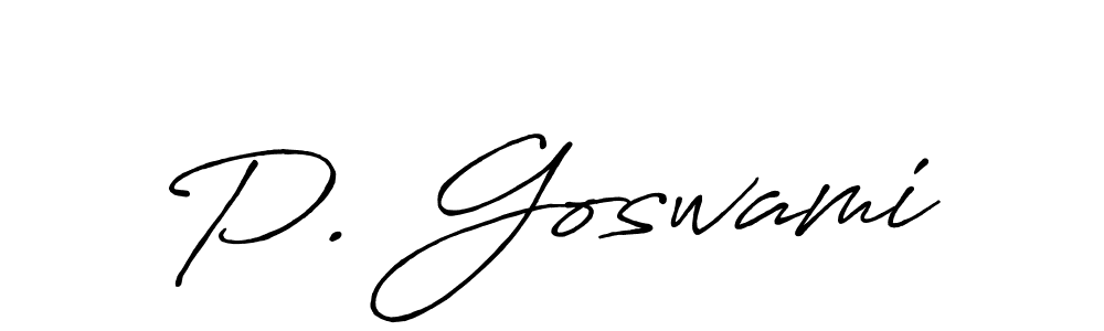 How to make P. Goswami name signature. Use Antro_Vectra_Bolder style for creating short signs online. This is the latest handwritten sign. P. Goswami signature style 7 images and pictures png