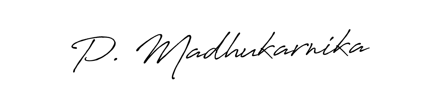 Create a beautiful signature design for name P. Madhukarnika. With this signature (Antro_Vectra_Bolder) fonts, you can make a handwritten signature for free. P. Madhukarnika signature style 7 images and pictures png