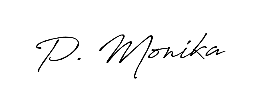 Use a signature maker to create a handwritten signature online. With this signature software, you can design (Antro_Vectra_Bolder) your own signature for name P. Monika. P. Monika signature style 7 images and pictures png