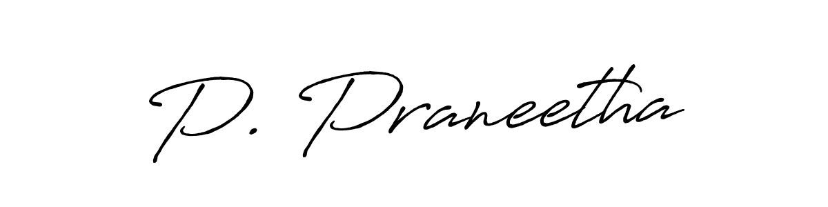 How to make P. Praneetha name signature. Use Antro_Vectra_Bolder style for creating short signs online. This is the latest handwritten sign. P. Praneetha signature style 7 images and pictures png