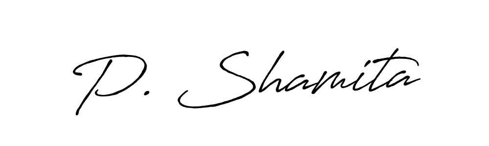 Use a signature maker to create a handwritten signature online. With this signature software, you can design (Antro_Vectra_Bolder) your own signature for name P. Shamita. P. Shamita signature style 7 images and pictures png