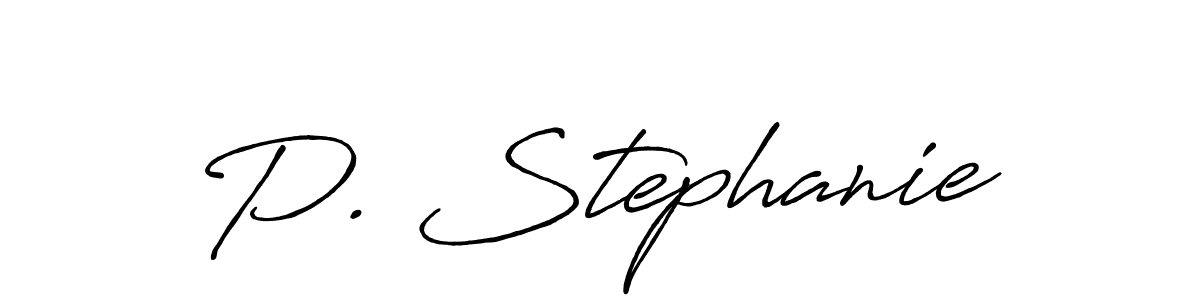 Use a signature maker to create a handwritten signature online. With this signature software, you can design (Antro_Vectra_Bolder) your own signature for name P. Stephanie. P. Stephanie signature style 7 images and pictures png