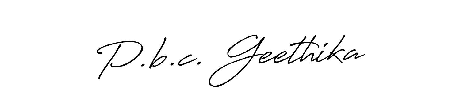 Also You can easily find your signature by using the search form. We will create P.b.c. Geethika name handwritten signature images for you free of cost using Antro_Vectra_Bolder sign style. P.b.c. Geethika signature style 7 images and pictures png