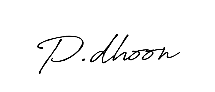 Create a beautiful signature design for name P.dhoon. With this signature (Antro_Vectra_Bolder) fonts, you can make a handwritten signature for free. P.dhoon signature style 7 images and pictures png