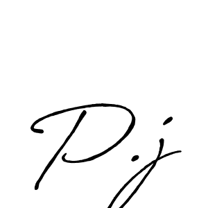 Make a beautiful signature design for name P.j. With this signature (Antro_Vectra_Bolder) style, you can create a handwritten signature for free. P.j signature style 7 images and pictures png