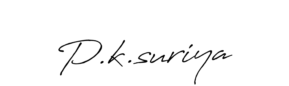 Make a beautiful signature design for name P.k.suriya. With this signature (Antro_Vectra_Bolder) style, you can create a handwritten signature for free. P.k.suriya signature style 7 images and pictures png